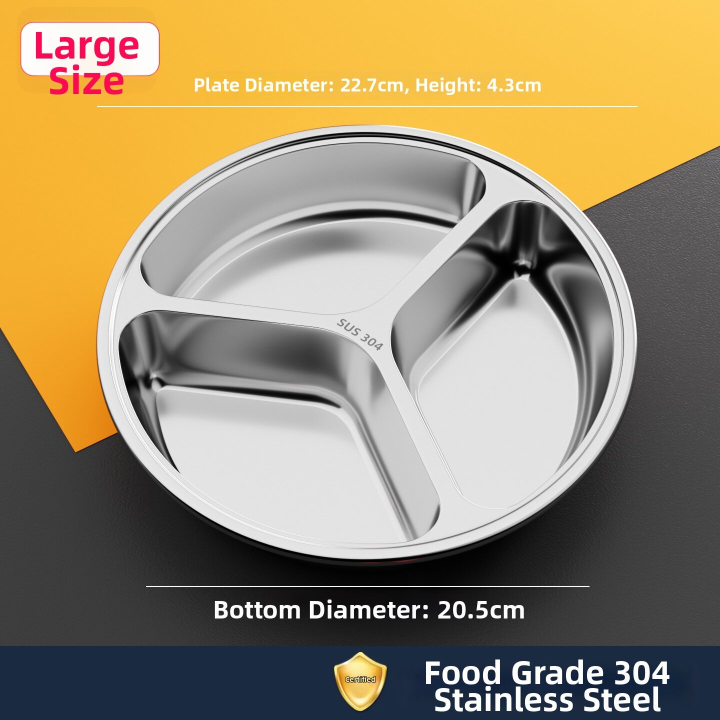 ZHANDONG | Stainless Steel Divided Child Meal Plate