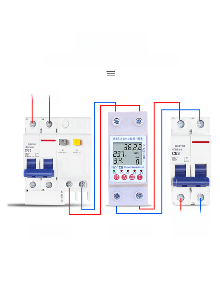 Smart Prepaid Electric Meter with Remote Control Mobile App Railway Style 220V Multi-Functional Home Time Control Electric Meter. 