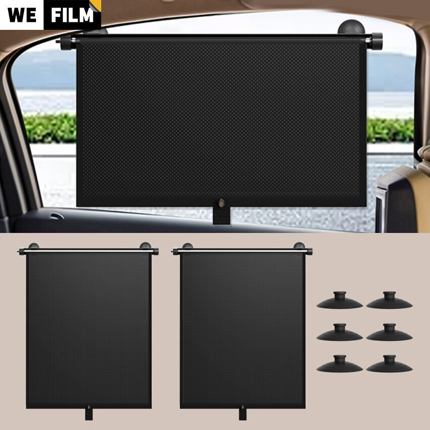 Shades Roller Blinds Sun Block Car Curtain Retractable Sun Shade Heat and UV Blocking Roller Curtain with Suction Cups ราคา 145 บาท*ส่งฟรี