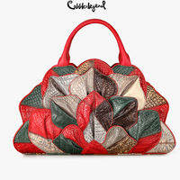 Cobbler Legend Retro floral genuine leather womens crossbody bag fashionable single shoulder handbag
