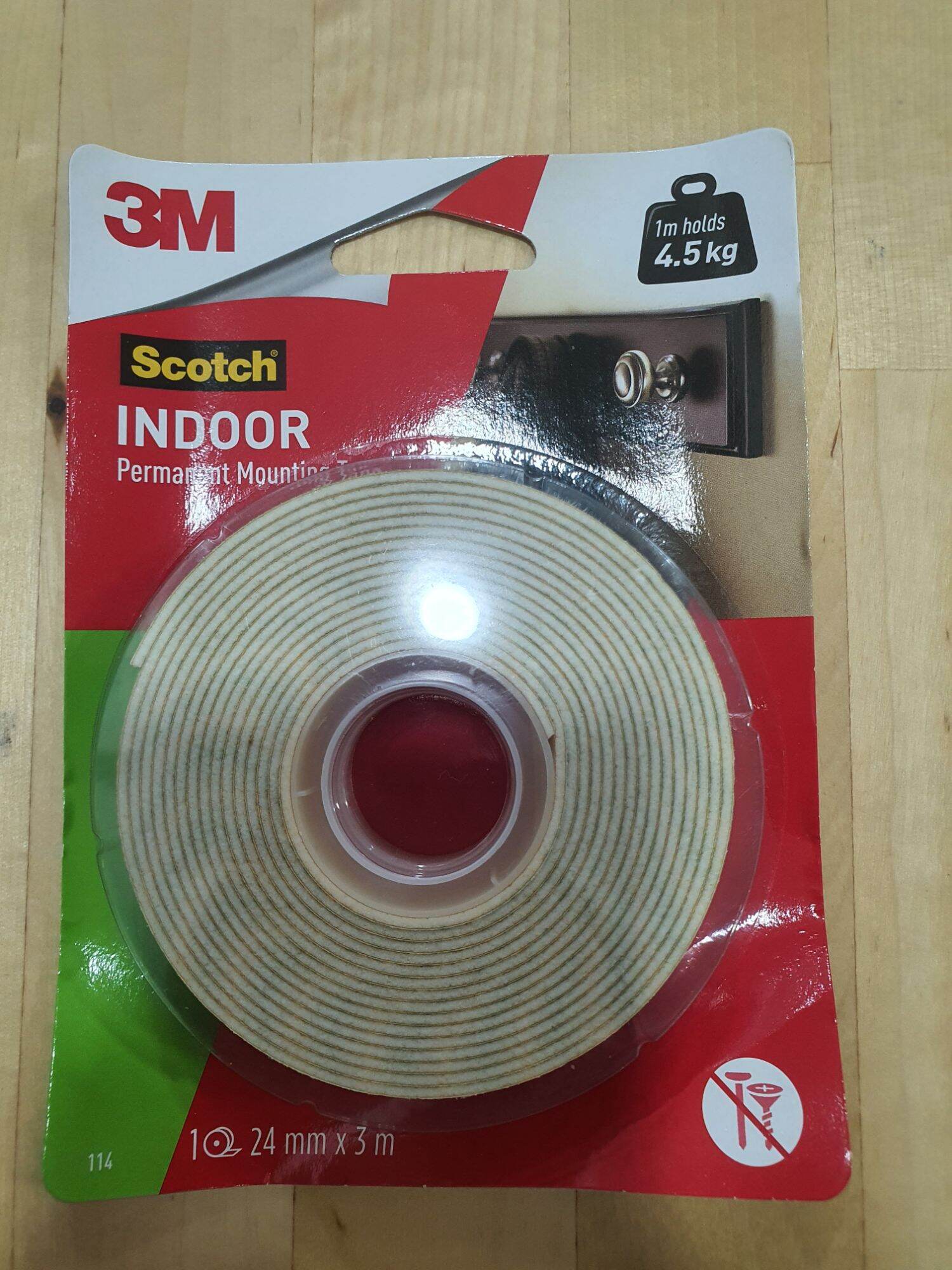 3M Scotch Indoor Permanent Mounting Tape 24mmX3m Model 114 Holds 4.5kg ...