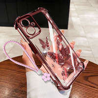 YBD Slim Clear Phone Case For Samsung Galaxy A07 A06 A03 A04 A05 A04E F04 M04 A042F M05 F05 A03 Core A04 Core A032F Colorful gilded butterfly soft silicone TPU material with four leaf clover woven hanging rope