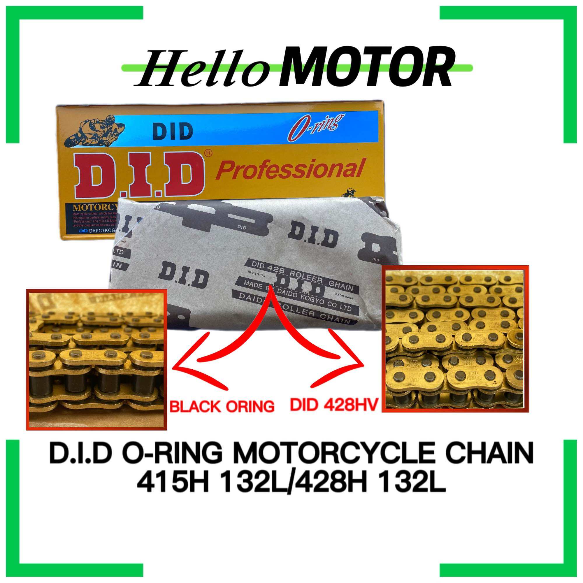 D.I.D JAPAN ORING ORING MOTORCYCLE GOLD CHAIN 428HV 428H 132L 415H