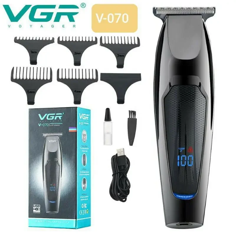 VGR V-070 6 in 1 Rechargeable Men Hair Cutter Hair Trimmer Hair Clipper V070 Model Low High Speed LCD Display Indicator
