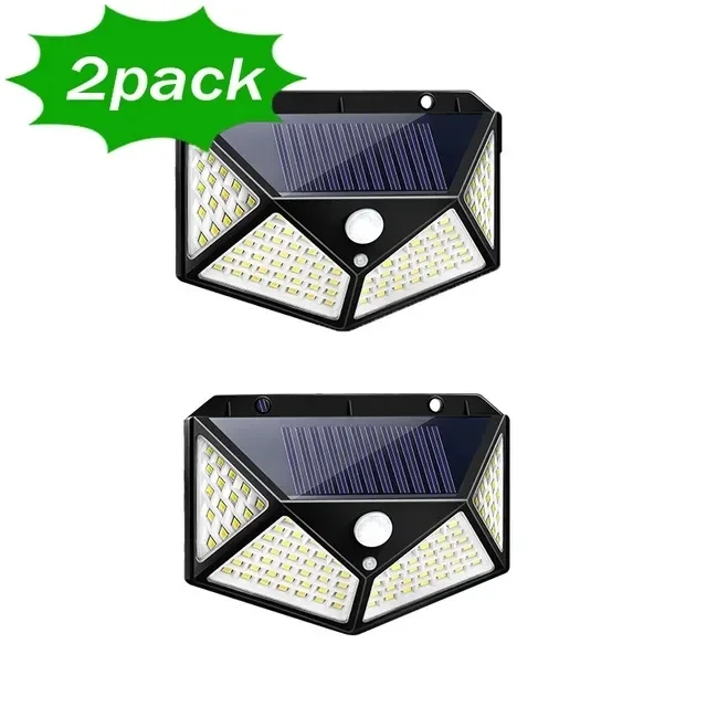1/2/4/8/10PCS 100 LED Solar Wall Lamp 4 Sides Luminous With Motion Sensor Outdoor Garden Courtyard Waterproof Wall Light