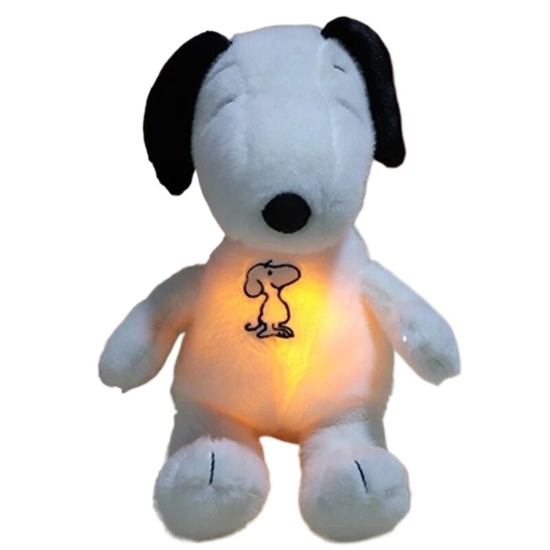 Bandai | New Baby Breathing Soothing Snoopy white dog Plush Doll Sleeping Companion Music and Light Doll Sensory Stuffed Toy Kid Gifts