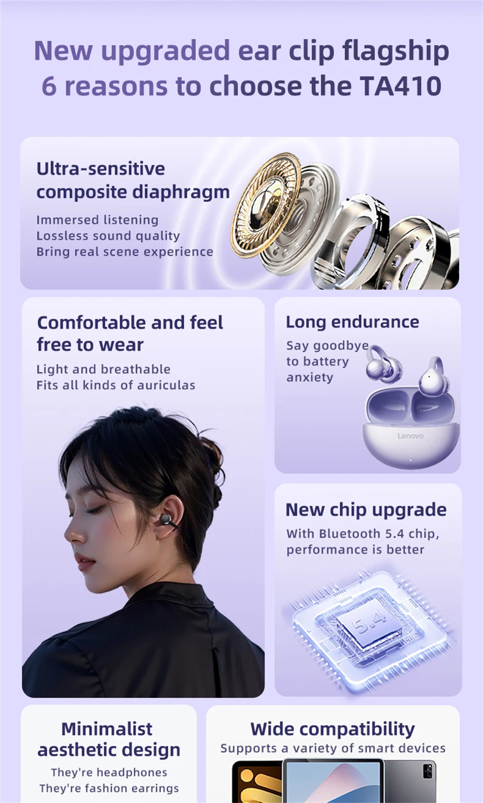 Lenovo Wireless Bluetooth Earbuds Stereo Noise Cancelling Gaming_voghion.com