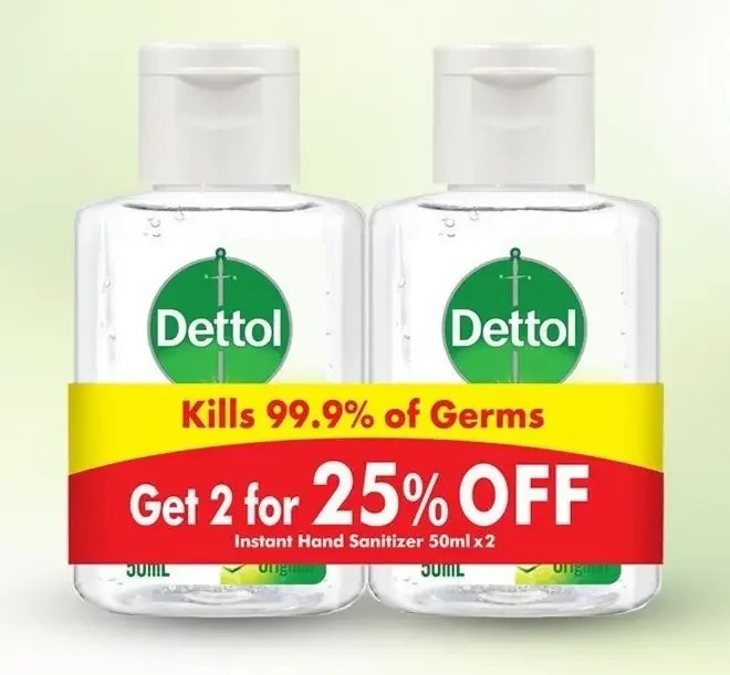 Dettol Hand Sanitizer 50ml Twin Pack