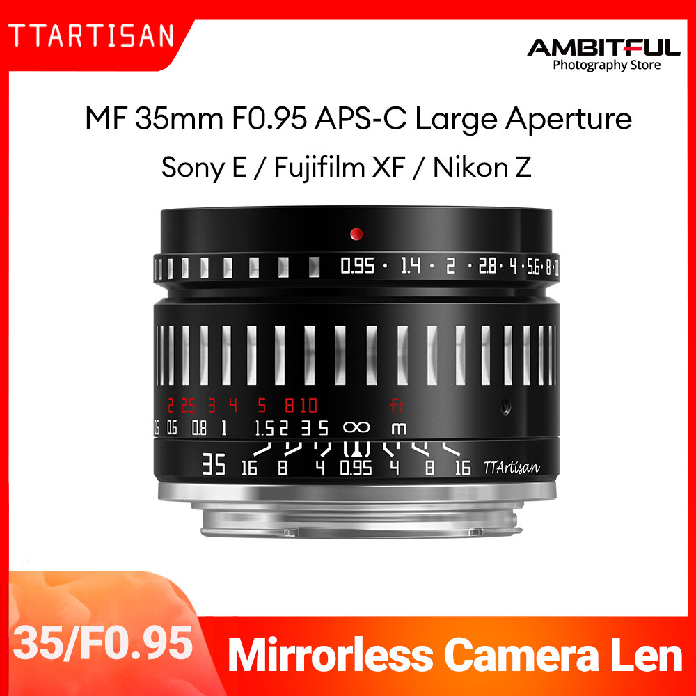 TTArtisan APS-C 35mm F0.95 Large Aperture MF Portrait Camera Lens for Fujifilm XF Sony E A7Riii Nikon Z Mount ราคา 7,990 บาท*ส่งฟรี