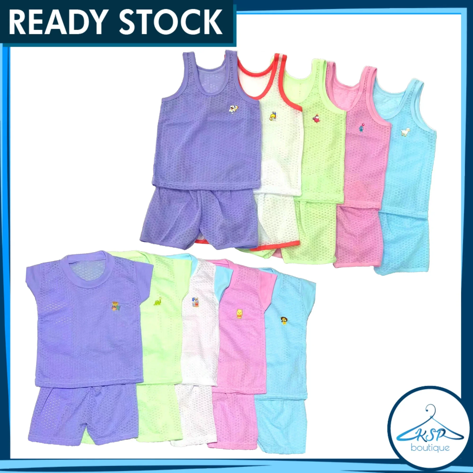 6 - 18 Month Baby Eyelet Suit | Baby Clothes | Baby Singlet Suit | Baju Lubang Baby | Baju Berlubang Bayi