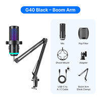 BOYA CastMic G40 USB Microphone Vibrant RGB Noise Cancelling Microphone Condenser Desktop Mic Gaming Mic for PC Android Laptop Tablet Phone Streaming