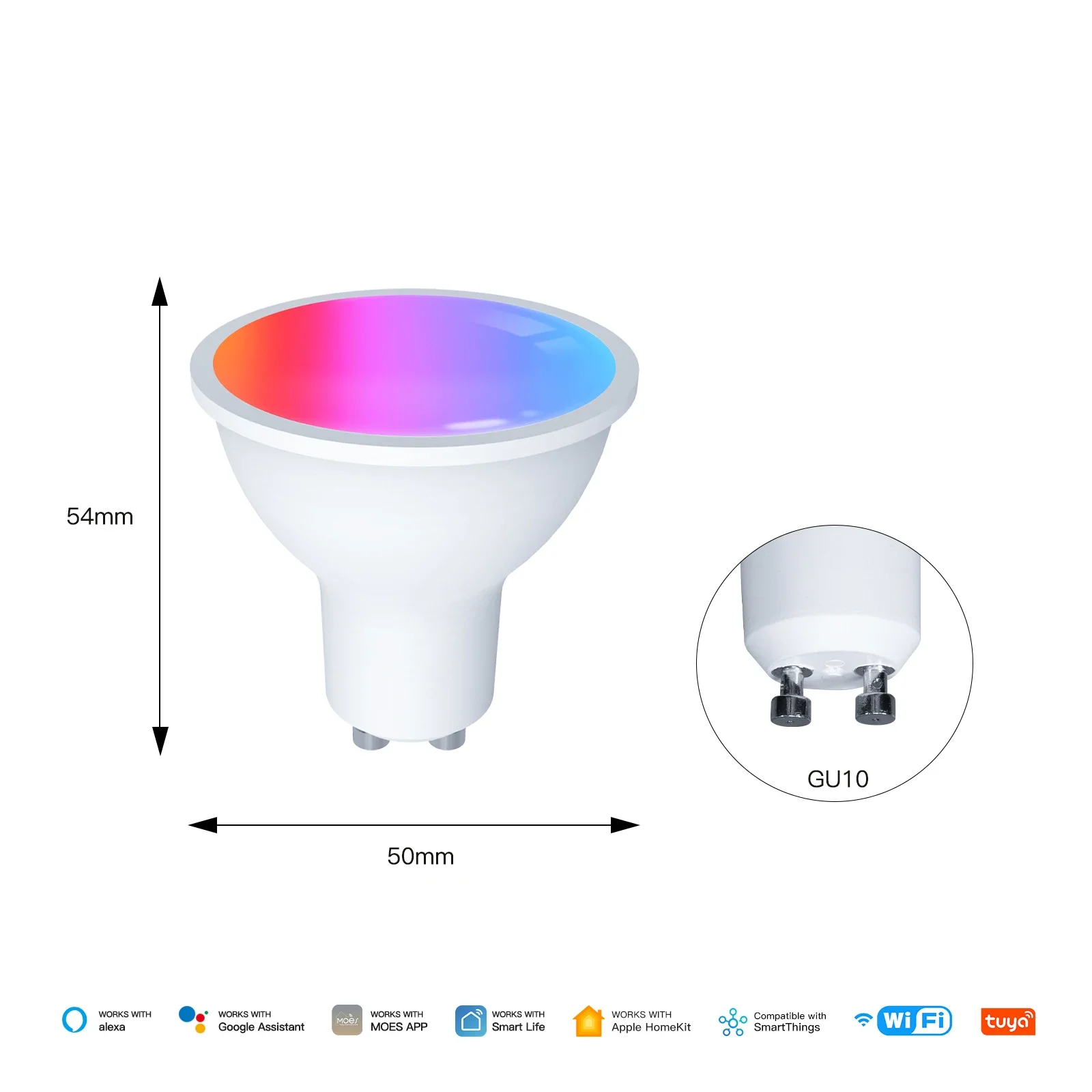 MOES Tuya Matter WiFi GU10 Smart Bulb Dimmable Led Light 16 Million RGB C+W Colors Candle Lamp Voice Control Alexa Google Home
