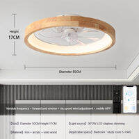 SUNMEIYI Ceiling Lights Nordic bedroom fan light Japanese style wooden APP remote control dual intelligent control DC variable frequency 19.6 inches