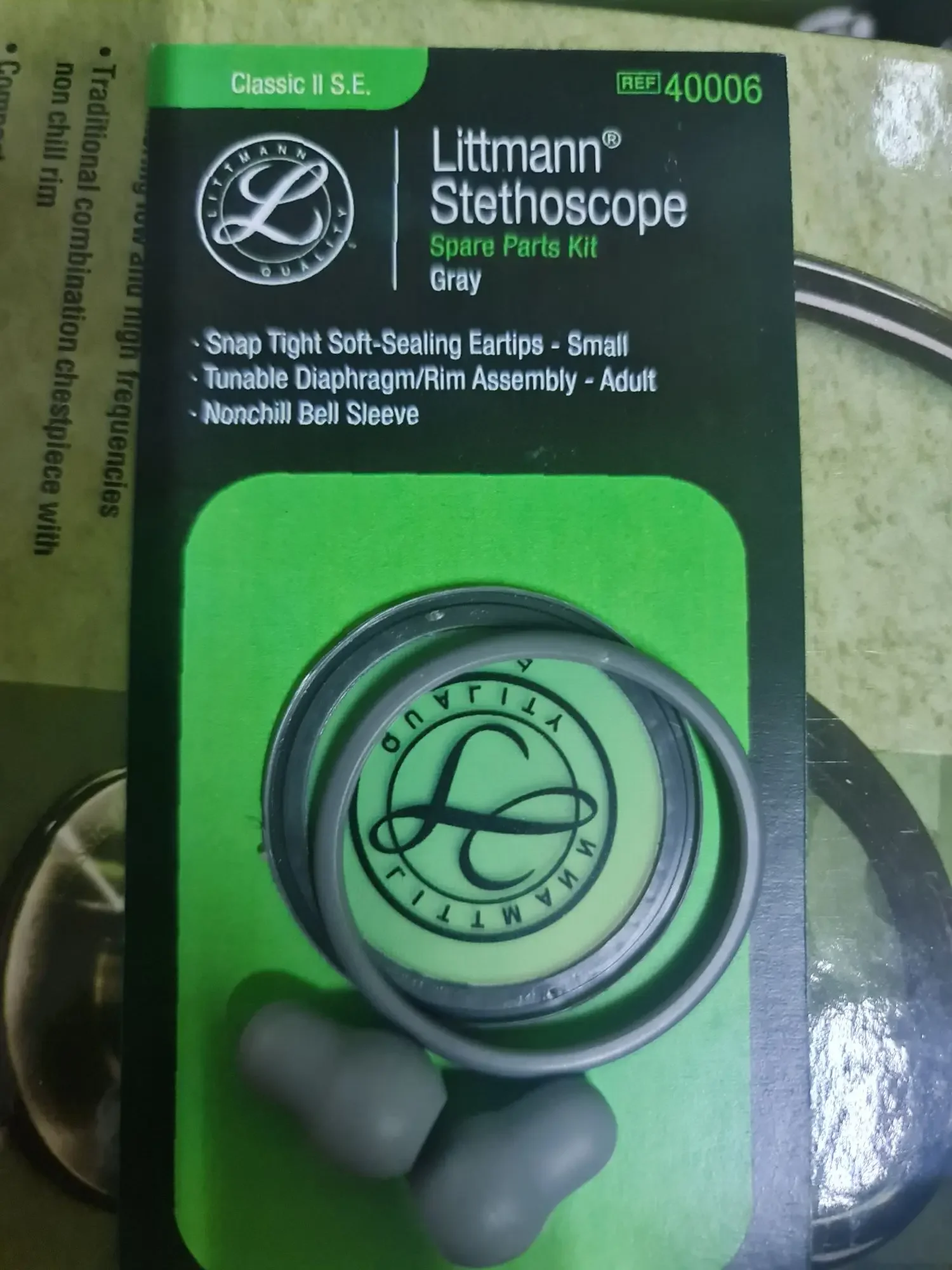 3M Littmann Stethoscope Spare Parts Kit, Classic II S.E., Gray, 40006