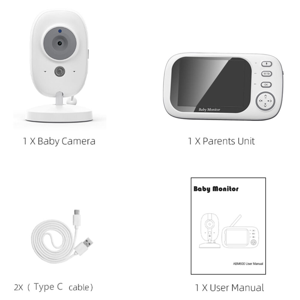 3.5 Video Baby Monitor 2.4G Mother Kid 2 Way Audio Talk Night Vision Security Cameras Video Surveillance Cam With Temperature