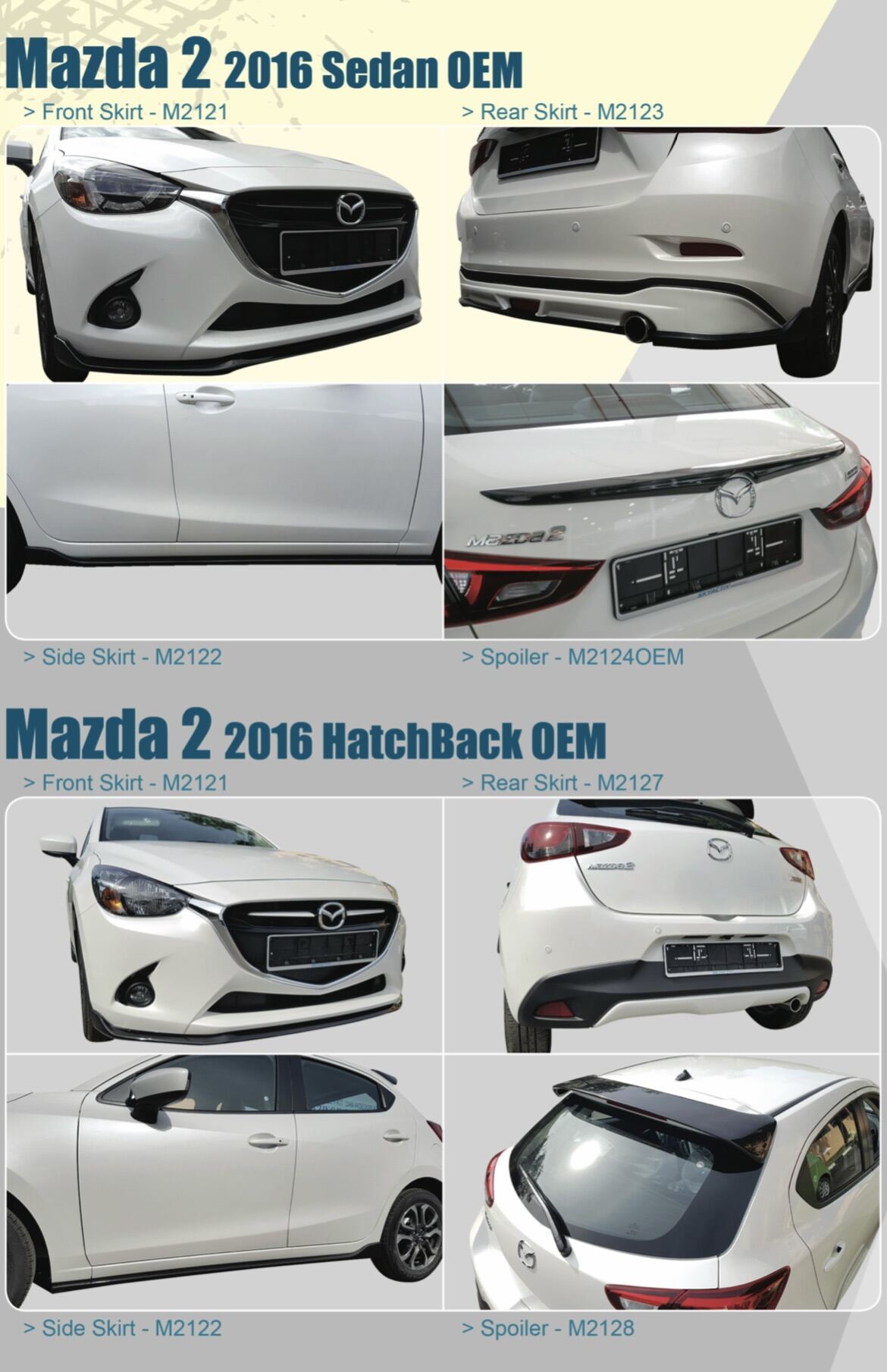 Mazda 2 sedan hatchback 2015 2016 2017 2018 2019 2020 OEM bodykit body kit  front side rear skirt lip spoiled | Lazada