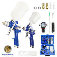 Nasedal HVLP 1.4mm 0.8mm Sprayer kit Storage Box Car Paint Tool 600ml 125ml Cup Airbrush Pneumatic Spray Tool Set with Air Pressure Regulator Gauge for Wall Furniture Model Painting