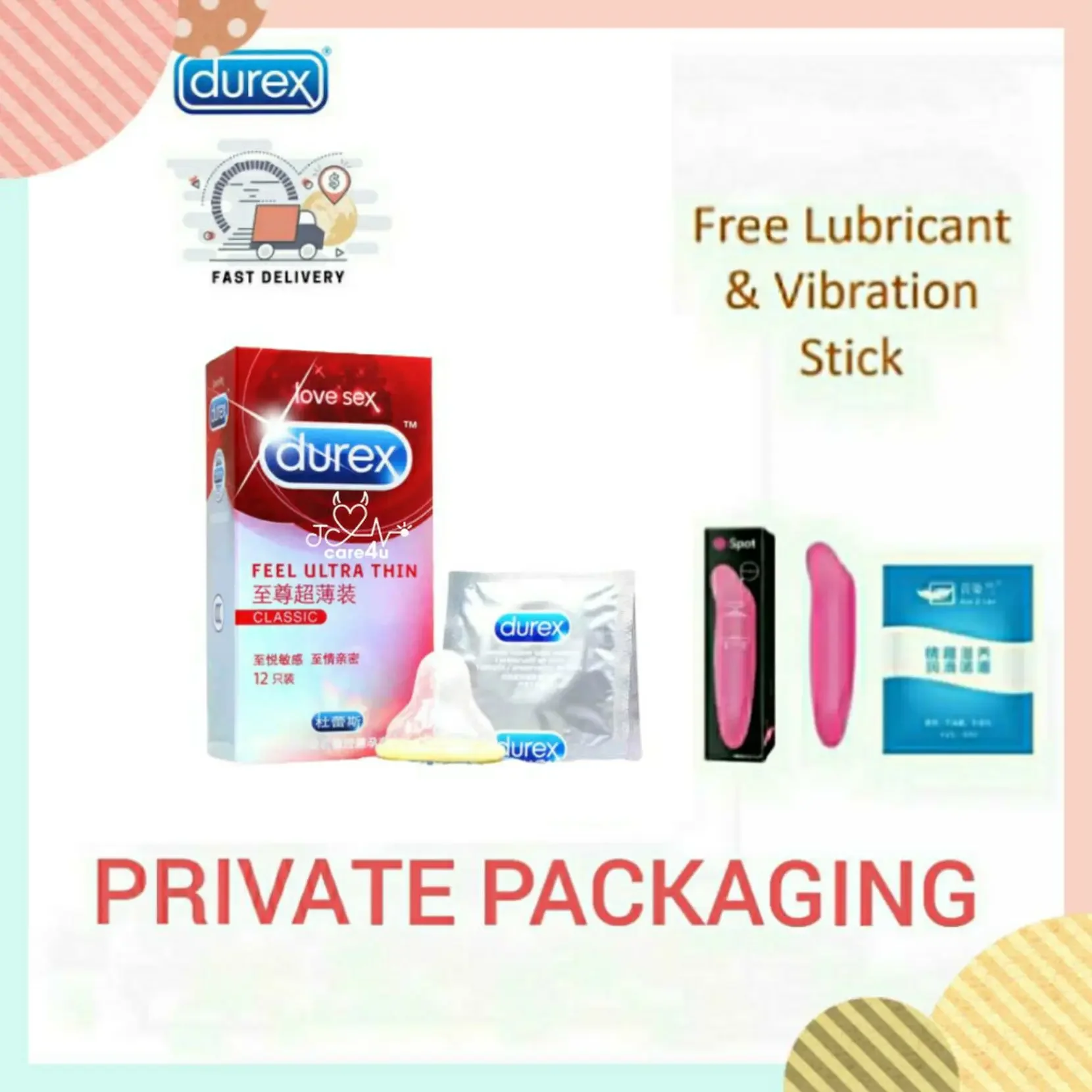 DUREX FEEL Ultra Thin Real Feeling Sex Condom 12S/Box-Free Vibrator + Lubricant