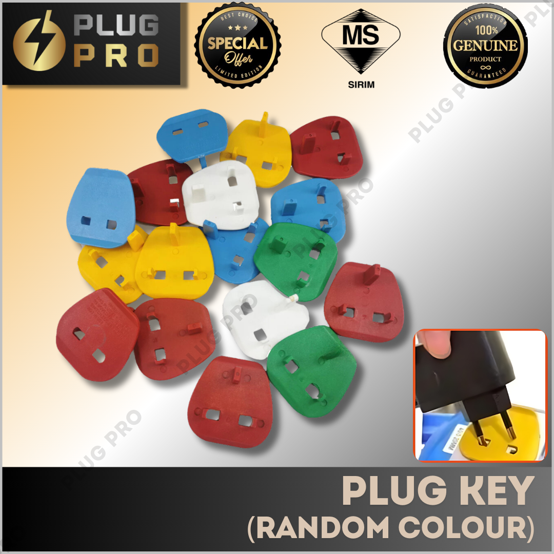 Plastic Safety Plug Key With Hole / With Cover - Socket 2 Pin to 3 Pin