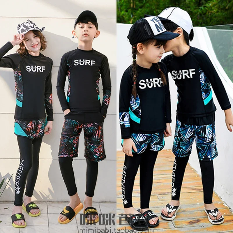Sun Protection Quick-Drying Thermal Long Sleeve Trousers Children's Swimwear Split Girl Young and Older Boys and Girls Baby Toddler Swimsuit