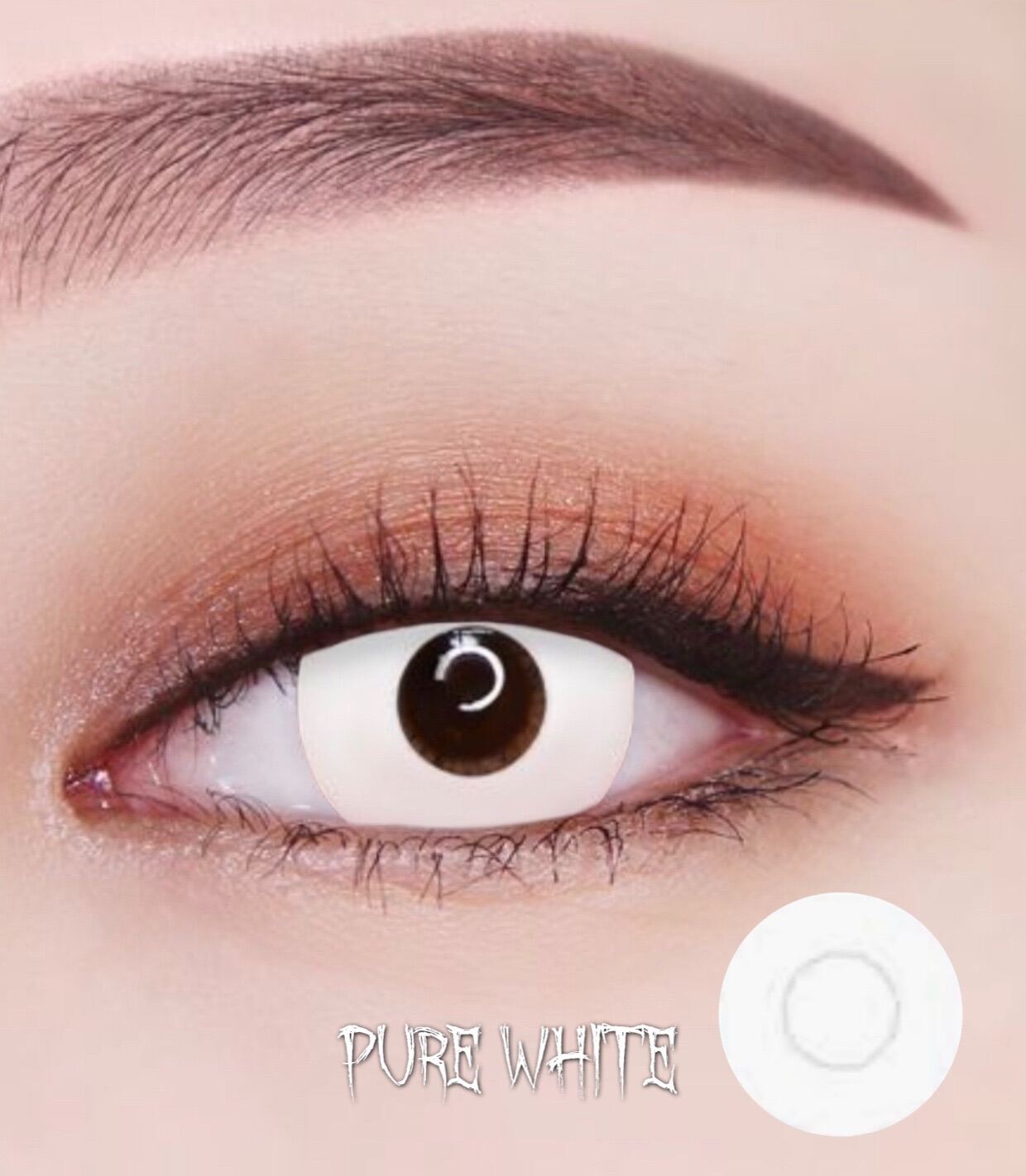 (Power 0550) Pure White Korean Contact Lens Crazy Lens with