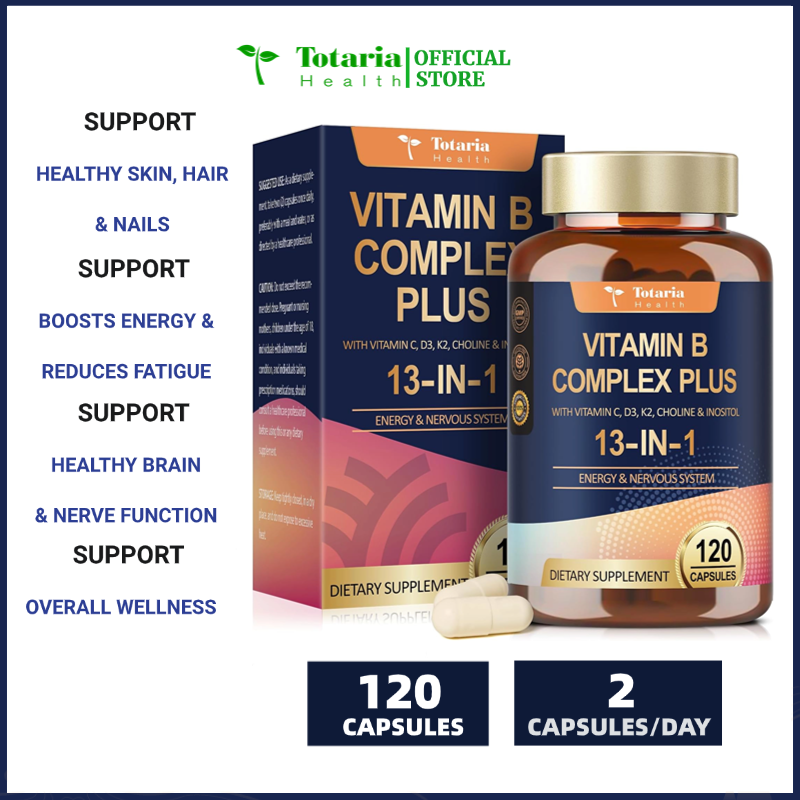 Vitamin B tổng hợp 13 trong 1 với Vitamin B1 B2 B3 (Niacinamide) B4 B5 B6 B7 (Biotin) B8 (Inositol)