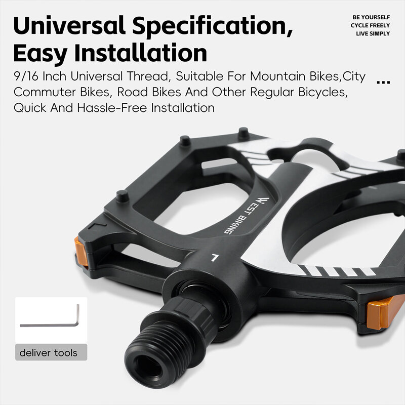 WEST BIKING Dual DU Nylon Bike Pedals Anti Slip Sealed Bearings Bicycle Pedal Wear Resistant Wide Platform Cycling Pedals. 