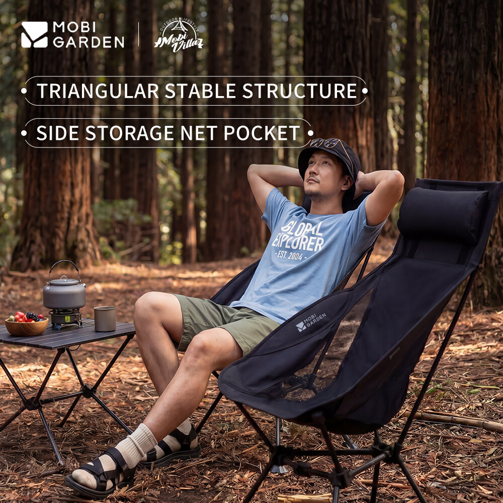 MOBI GARDEN Camping Folding Chair Aluminum Alloy Portable High Back Max Load 180KG Office ราคา 1,870 บาท*ส่งฟรี