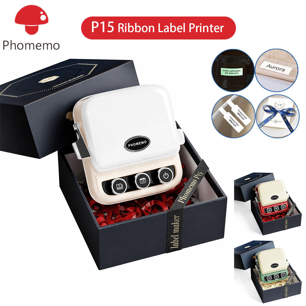 Phomemo P15 Ribbon Label Printer, Custom Text/Icon Mini Bluetooth Portable Label Maker Machine with Tape for Gift, Christmas Decorations, Cloth Tags, DIY Crafts, Wedding Bouquets, Party Favors,Tapes for A30/P15 Printer ราคา 2,169 บาท*ส่งฟรี