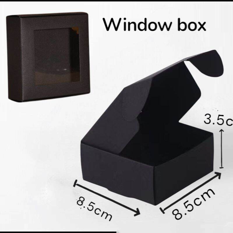 1 PCS Black Kraft Paper Window Box Wedding Gift Box 8.5cm x 8.5cm x 3.5cm