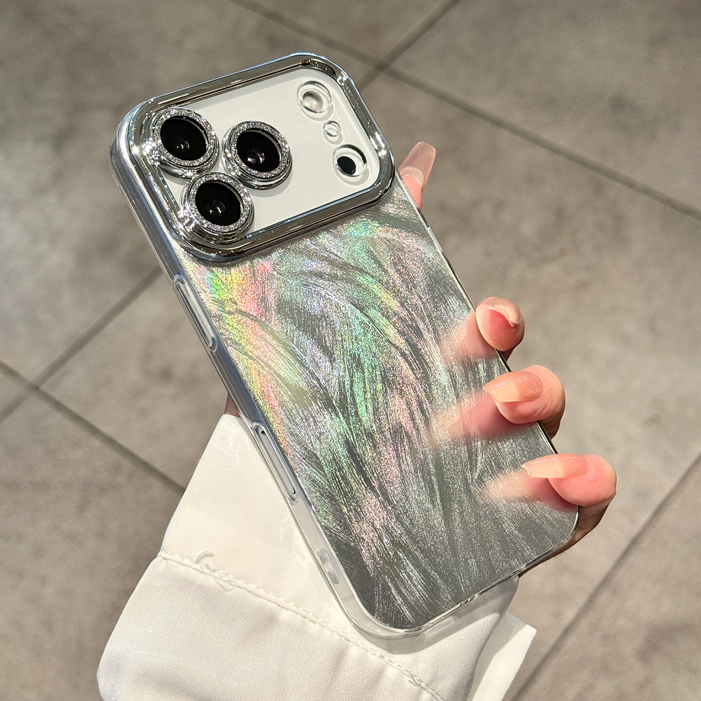 Luxury Glitter Laser Cell Phone Case With Lens Protector_voghion.com