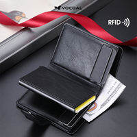 VOCOAL Men Women Wallet Anti Theft RFID Soft PU Short Wallet Automatic Pop-Up Card Purse Multi-Functional Multi-Card Position ID Credit Cards Holders Coins Pouch