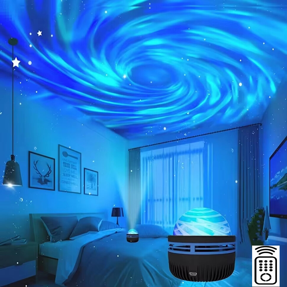 HOOPET | 1pc Star Projector Galaxy Projector Water Ocean Wave Projector For Bedroom Night Light Room Decor With 7-Colors Patterns