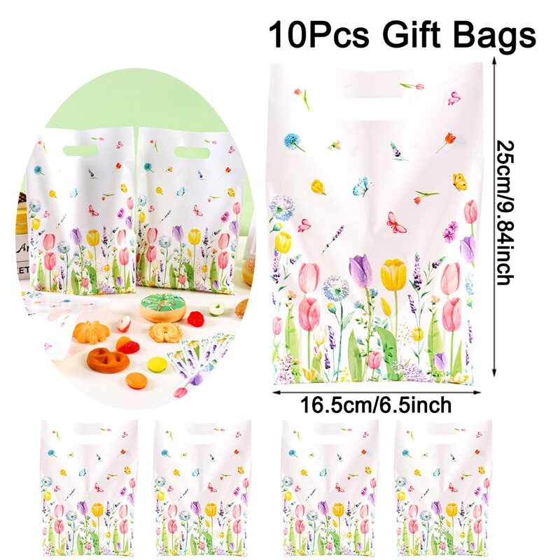 10/20/50pcs Handbag Candy Bags Wildflowers Tulip Spring Gift Packaging Bags MotherS Day Birthday Party Supplies ﻿