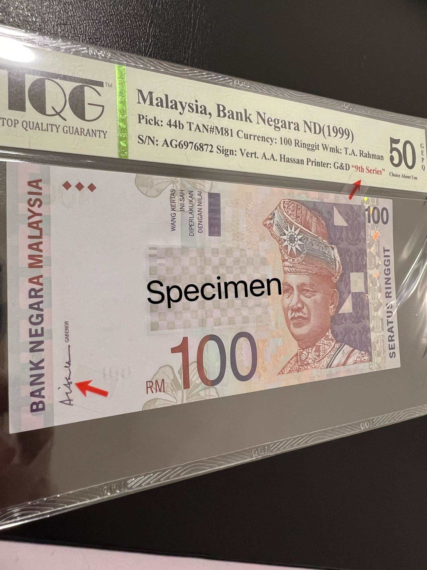 AJ STAR COLLECTION - Rm100 9th series Aishah sign old banknote duit ...