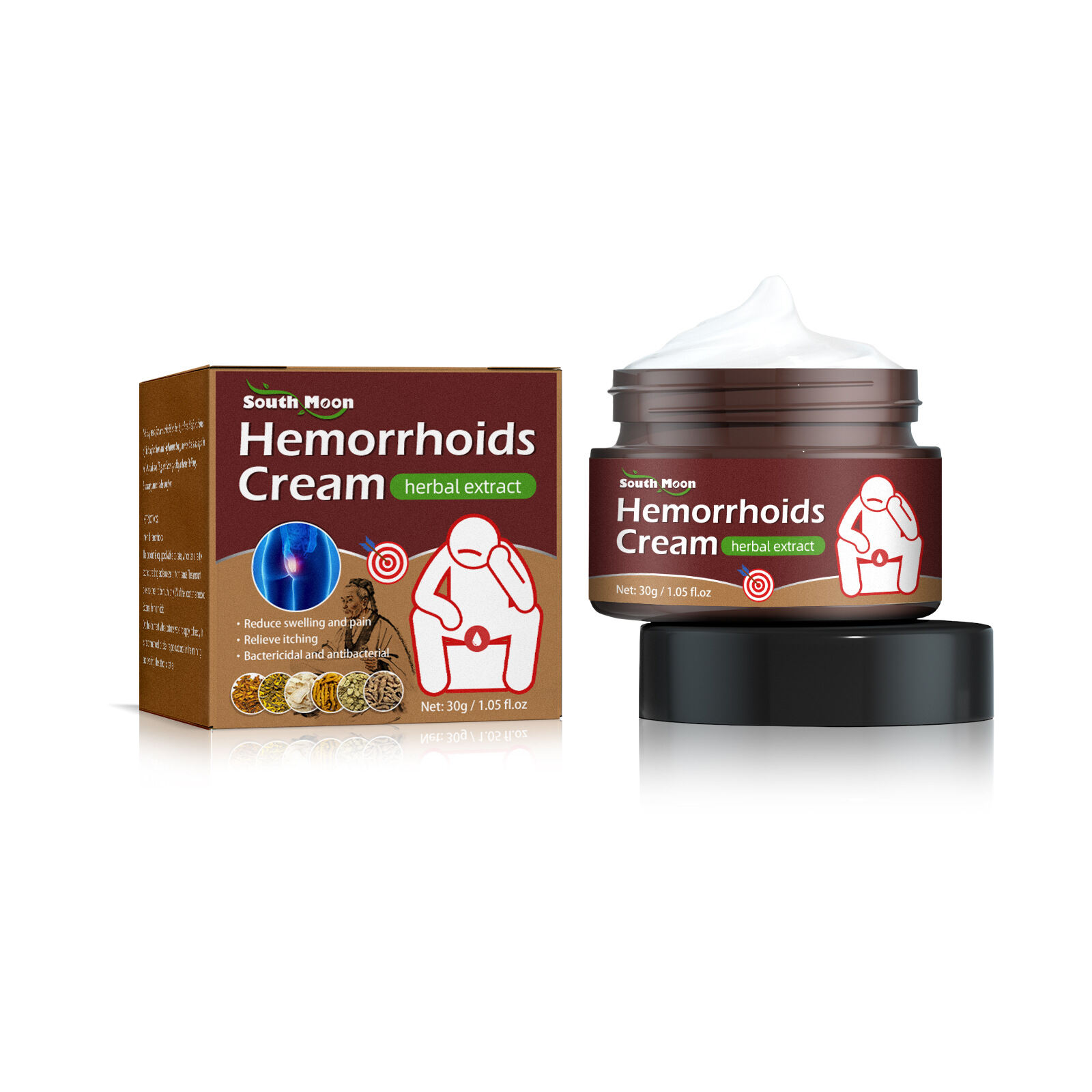 South Moon Hemorrhoids Ointment Plant Hemorrhoids Cream Internal Hemorrhoids Piles External Fissure Relieve Hemorrhoid Pain External Fissure Treat Bleeding Swelling Chinese Medicine Health Care（30g）