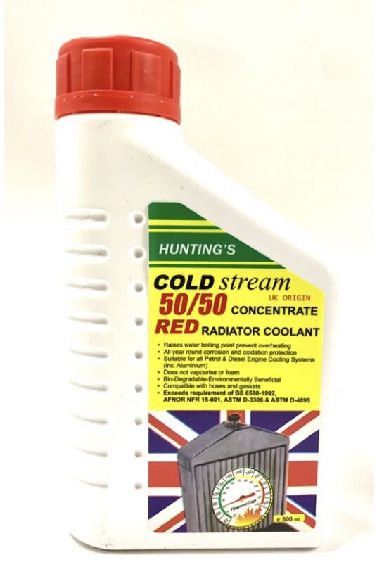 Red Radiator Fluid HUNTING’S Cold Stream 50/50 Concentrate Red Radiator Coolant 500ml ...