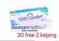 30 free 2 pieces MAXVUE Hydrosoft 1 Day Comfort Daily Disposable clear contact lenses