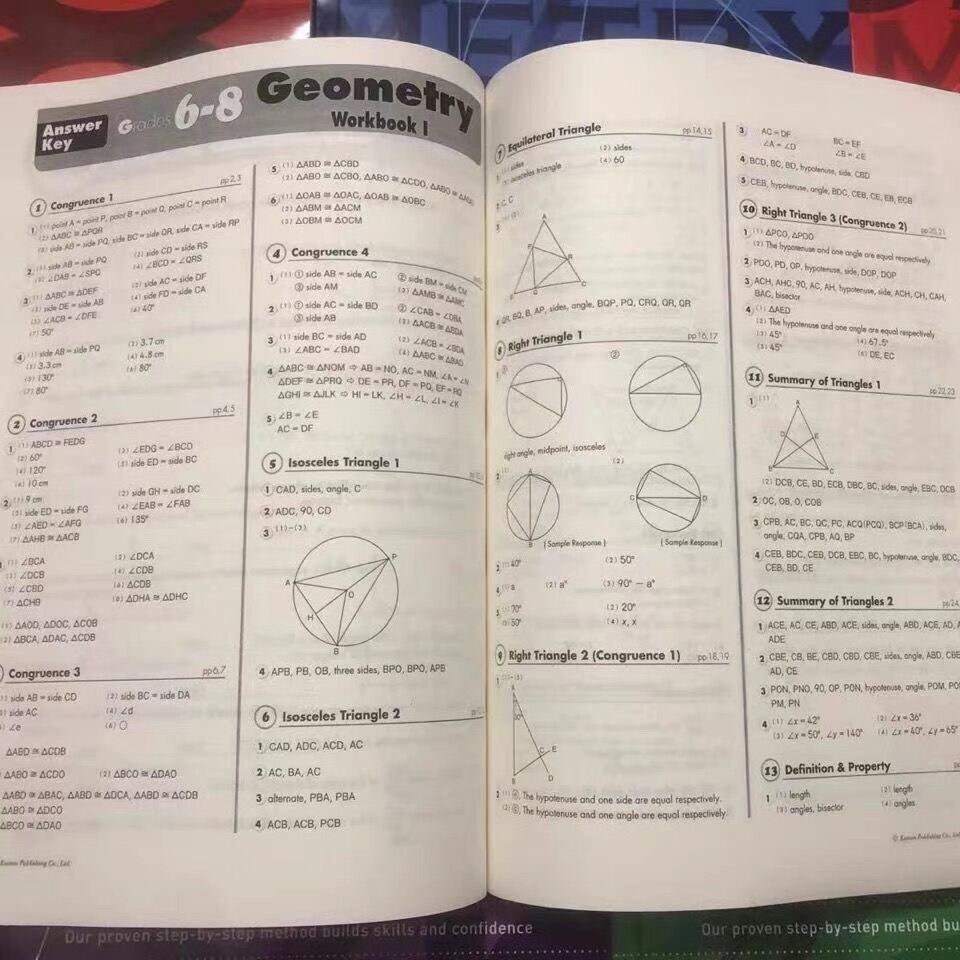 Kumon Math Workbooks Middle School (5 Books) - Pre-Algebra & Algebra + Intro to Geometry & Geometry + Word Problems. 