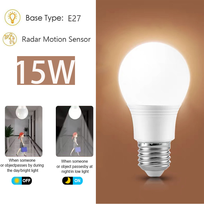 1pc Radar Motion Sensor Light Bulbs Dusk to Dawn LED Bulbs Outdoor Auto On/Off for Indoor Outdoor Basements PorchCourtyards