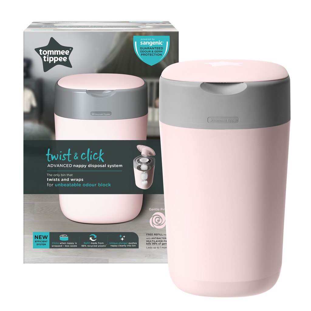 Tommee Tippee Twist & Click Nappy Disposal Bin/Tommee Tippee Sangenic Tec Cassette. 