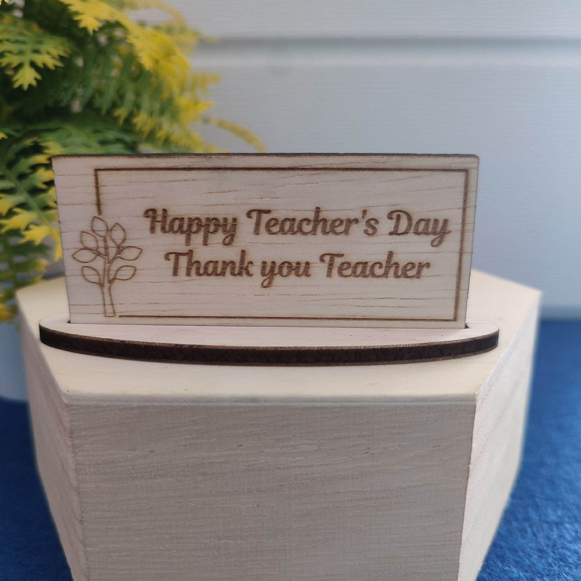 Hadiah Hari Guru Teacher's Day Display Table Stand Engraved Wooden ...