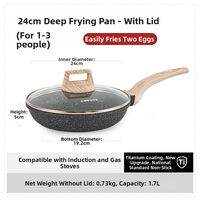 CAROTE | Titanium Non-Stick Pan 23cm Maifan Stone Coating Electric Frying Pan Induction Cooker Compatible Home Kitchen Cookware European Style Design