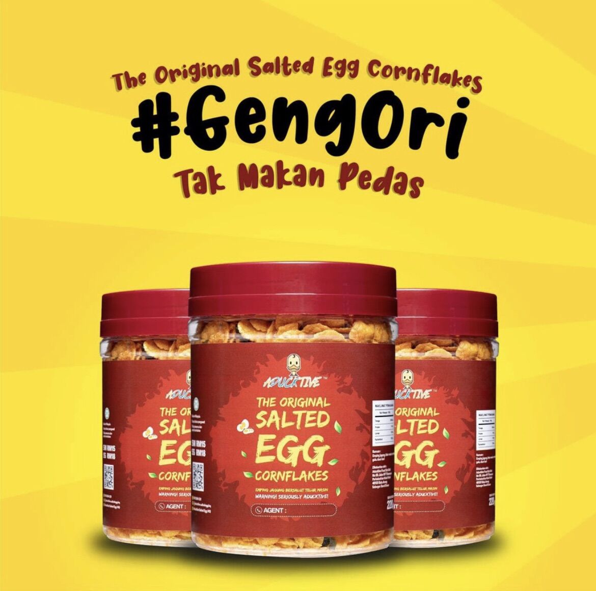 ADUCKTIVE SPICY & ORIGINAL SALTED EGG CORNFLAKES