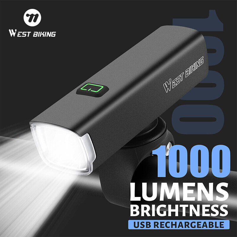 WEST BIKING 1000 Lumens Bike Light USB Rechargeable Cycling Headlight LED Flashlight Waterproof Bicycle Front Lamp  Bike Accessories Bike Lamp Light