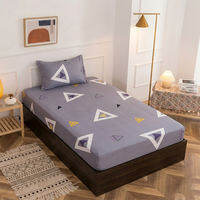 Dansunreve 2in1 Single Bedsheet Set 3in1 Queen/King Fitted Bed Sheet Sets Minimalist Style Star/Stripe Fully Garterized Bedsheet with Pillowcase