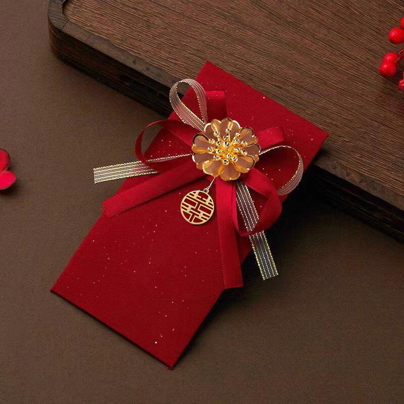 Luxury Fabric Wedding Envelope for Bridesmaids And Engagement Money Gifts Festive Celebration Red Envelope High End Design