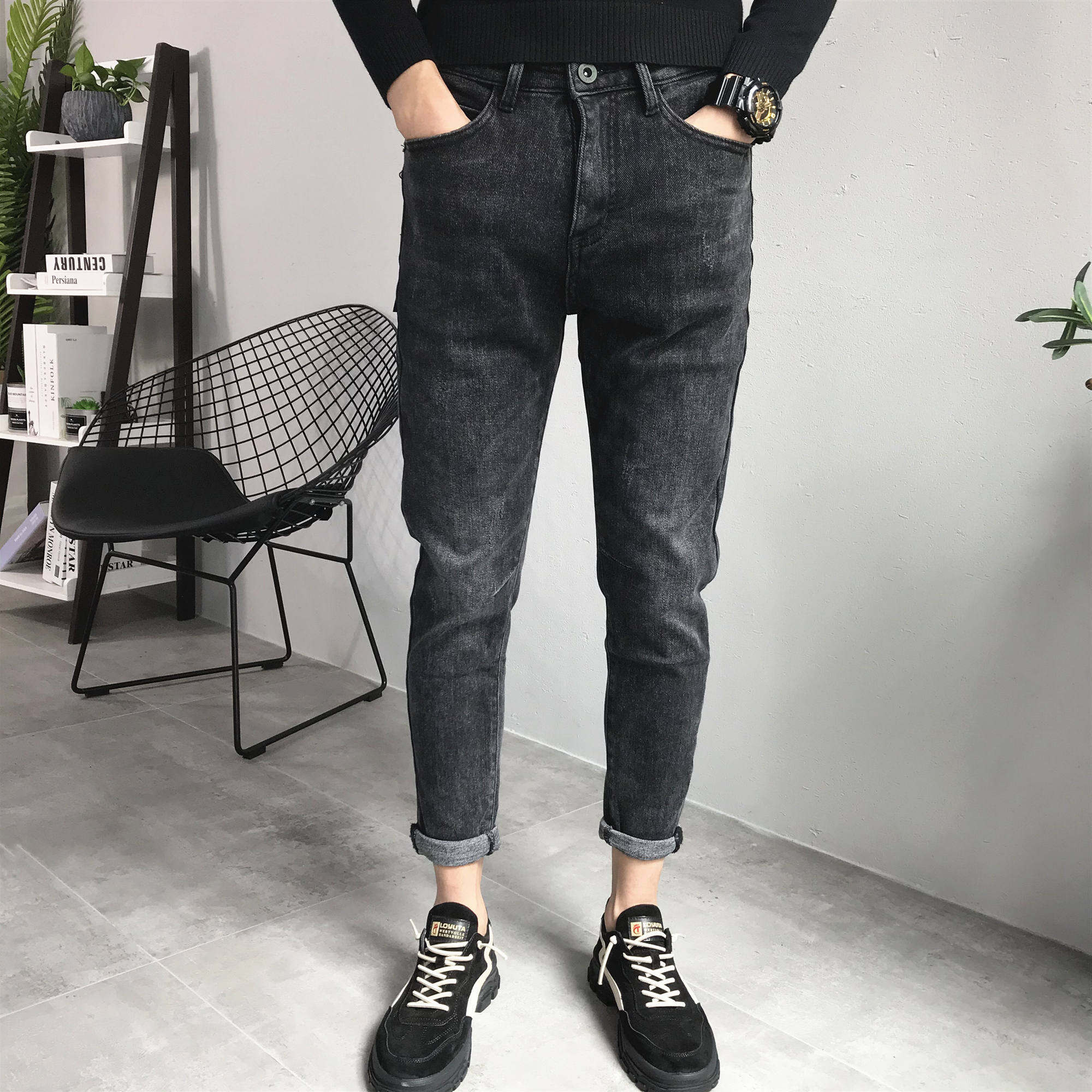 Winter Fleece Saggy Feet Minimalist All-Matching Jeans | Lazada