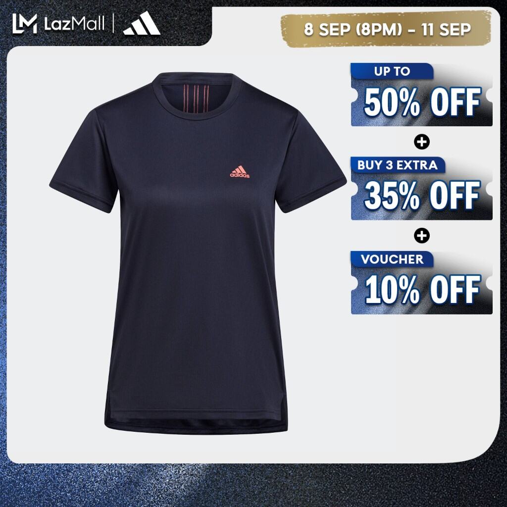 adidas  Training AEROREADY Designed 2 Move 3-Stripes Sport Tee Women Blue HD9377