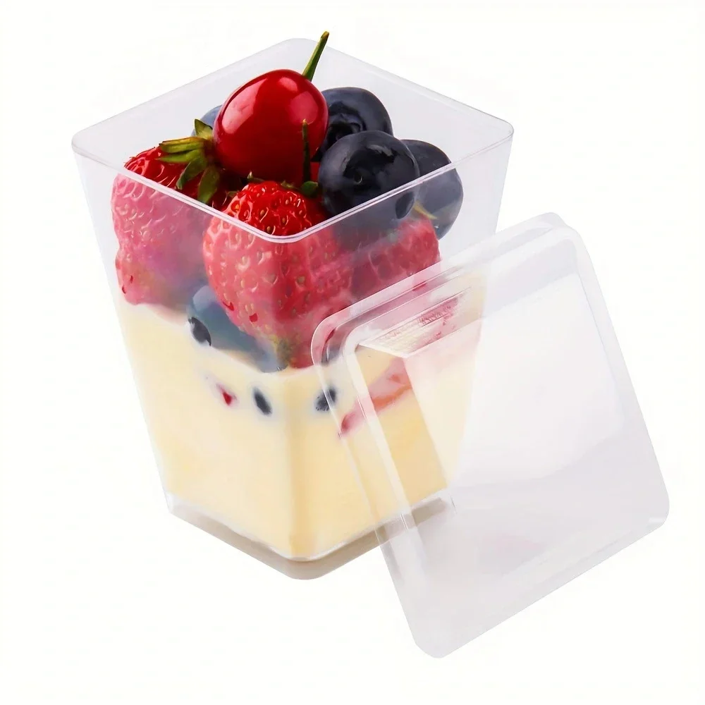 10/20/30pcs-Disposable Plastic Mousse Cup Ladder Shaped Cup Pudding Cup ...